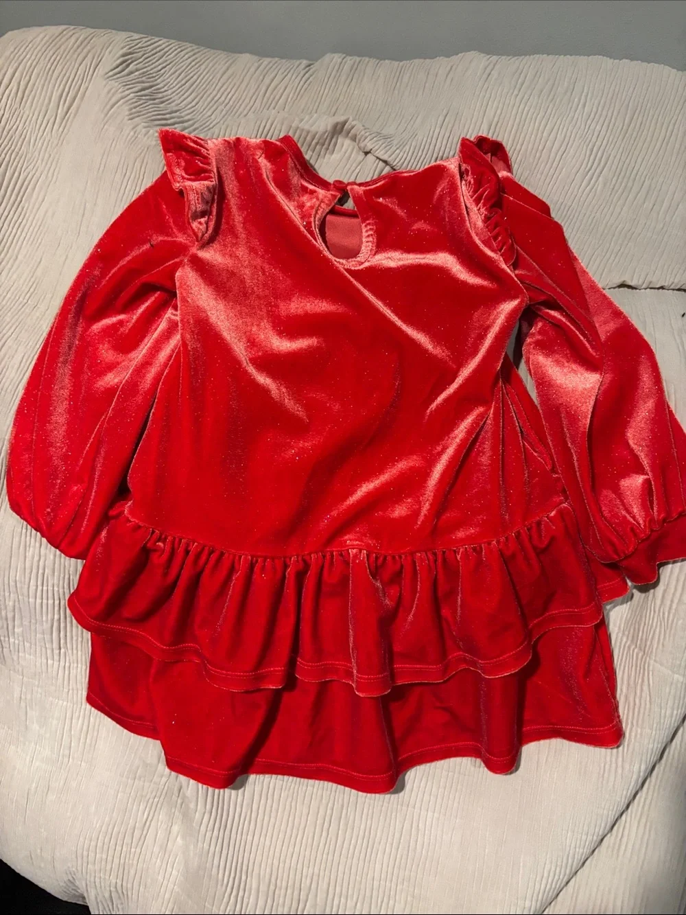 Tucker + Tate Shimmer Red Velvet Ruffle Dress